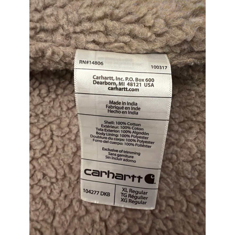 Carhartt Sherpa Lined Vest Men’s XL Dark Brown Canvas Workwear Full Zip - Picture 3 of 12